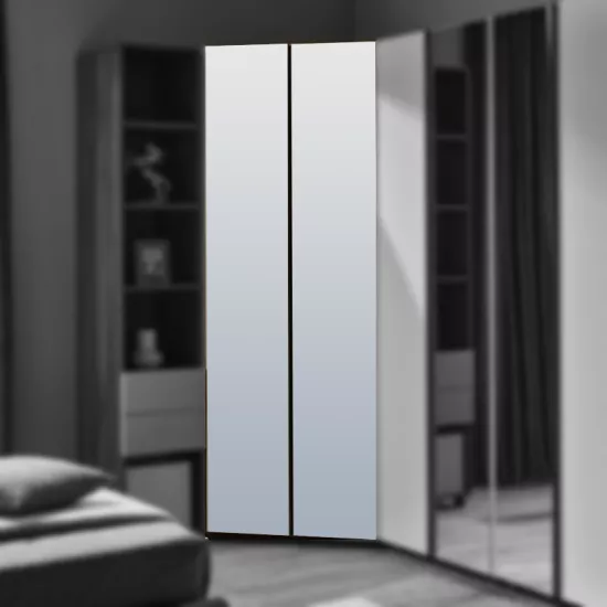 Dulap de colț Ambianta Kosmo (109x109x224 cm) usi oglinda, Catania/Fungo