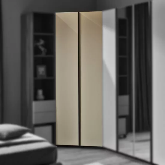 Шкаф угловой Ambianta Kosmo (109x109x224 см) двери ДСП, Catania/Fungo