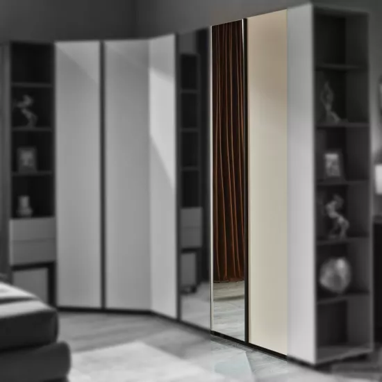 Dulap Ambianta Kosmo (80x52x224 cm) cu polite/bara si usi combinate, Catania/Fungo