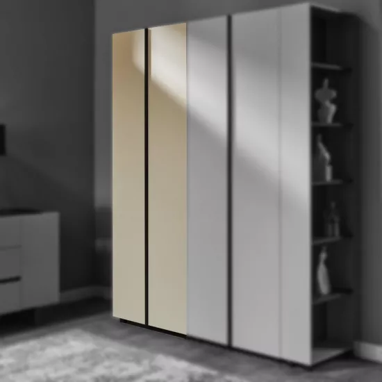 Dulap Ambianta Kosmo (80x52x224 cm) cu bara si rafturi, usi pal, Catania/Fungo
