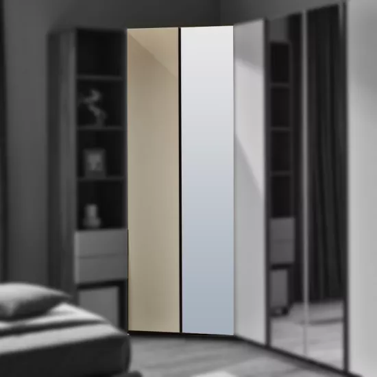 Dulap de colț Ambianta Kosmo (109x109x224 cm) usi combinate, Artisan/Crem