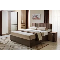 Спальный гарнитур Ambianta Malta, кровать с ламелями, Nuc/Fungo
