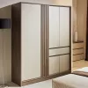 Dulap combinat Ambianta Malta (160x55,3x200 cm) cu ușă glisantă și cu uși cu balamale, Nuc/Fungo