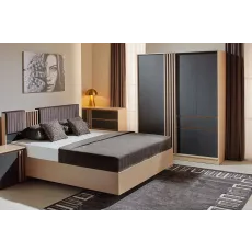 Спальный гарнитур Ambianta Malta, кровать с ламелями, Cremona/Grafit