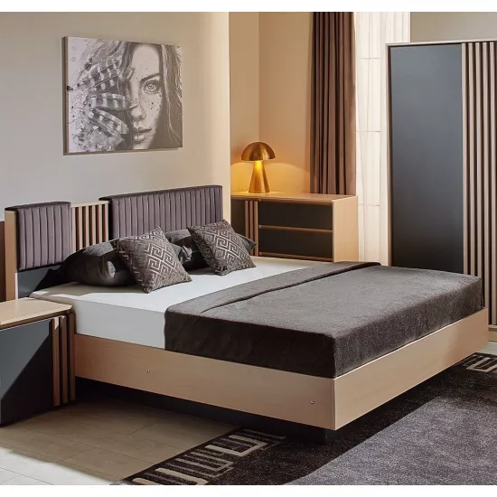 Кровать Ambianta Malta, 160 x 200 см, с настилом, Cremona/Grafit