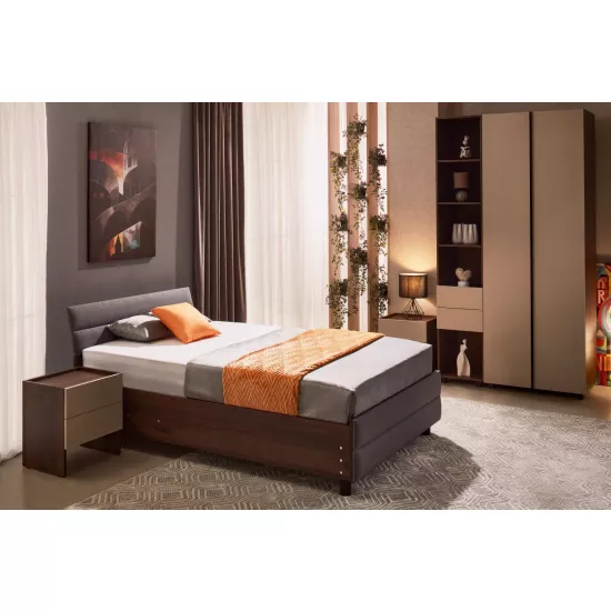 Спальный гарнитур Ambianta Kosmo Star с кроватью 1.2m, Gray/Catania/Fungo