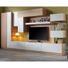 Living Ambianta Palermo cu dulap (345 cm), Alb/Bardolino