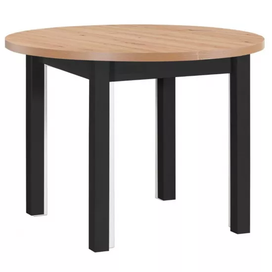 Masă pentru bucătărie Drewmix Poli 4 (Ø100/140/180) extensibilă, Artisan/Black