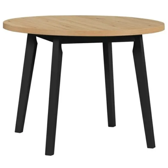 Стол обеденный Drewmix Oslo 3 L, Ø100 см раскладной, Artisan/Black