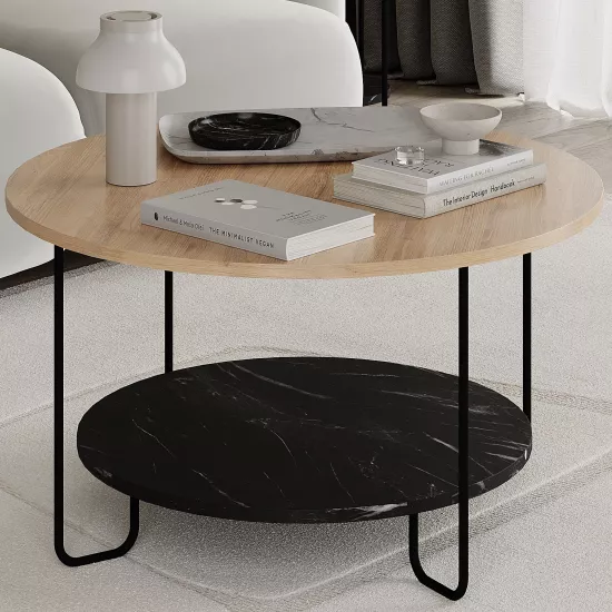 Măsuţă cafea Showdeko Corro, Ø80 cm, Oak/Lotus