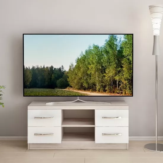 Comoda TV PS ТВХ-120 (120 cm), Corton Stejar/Alb Luciu