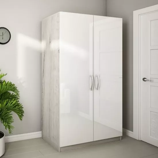 Dulap Bafimob ȘХ-120 (120 cm), Corton Stejar/Alb Luciu