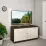 Comodă Bafimob BX-150 (3 sertare) (150 cm), Mokka/Bianco-bej Luciu