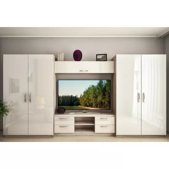 Living Bafimob Roma-Х (ТV-1,5m) (390 cm), Corton Stejar/Alb Luciu