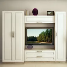 Living Bafimob Iulia-F( 2.4m) cu elemente frezate (240 cm), Corton Stejar/Alb stejar