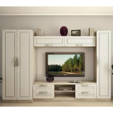 Living Bafimob Elena-F cu elemente frezate (300 cm), Corton Stejar/Alb stejar