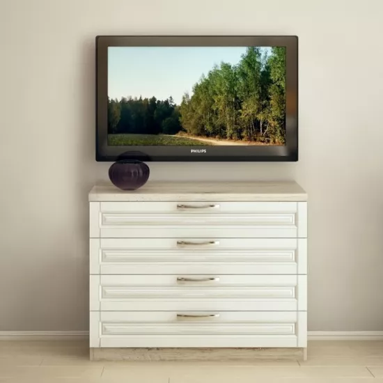 Комод Bafimob КФ-120(4 ящ.) (120 см) c фрезеровкой, Кортон/Белый дуб