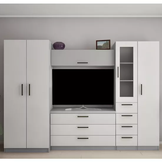 Стенка Bafimob Юля Maxi-3 -Y (ТВ-1,2) (280 см), Серый/Cветло серый