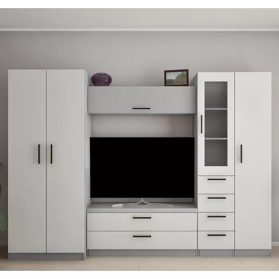 Стенка Bafimob Юля Maxi-2-Y (ТВ-1,2) (280 см), Серый/Cветло серый