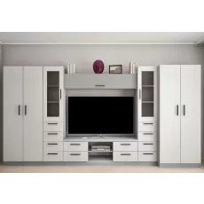 Living Bafimob Liudmila Mini-Y cu sticla (ТV-1,5m) (390 cm), Gri/Gri deschis