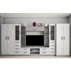 Living Bafimob Liudmila-Y cu sticla (ТV-1,2m) (420 cm), Gri/Gri deschis
