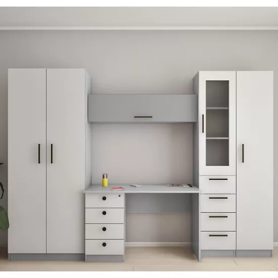 Стенка Bafimob Илюша Махi-Y (ст-1,2) (280 см), Серый/Cветло серый