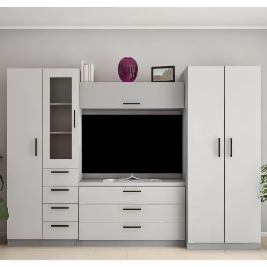 Стенка Bafimob Алла Мини-Y (ТВ-1,2) (280 см), Серый/Cветло серый