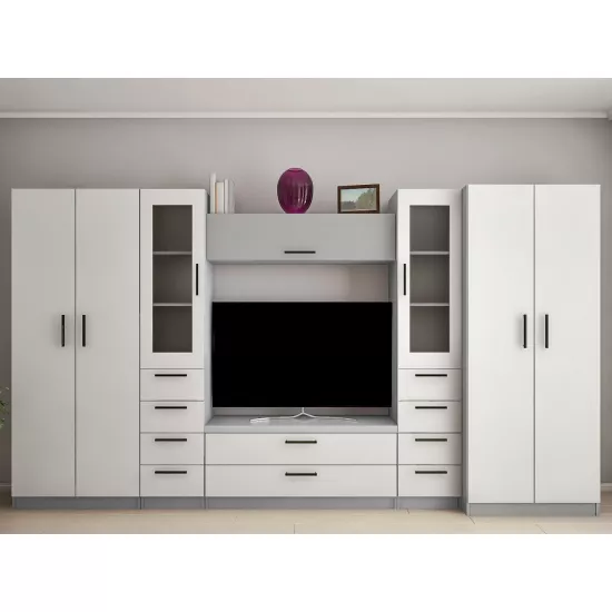 Стенка Bafimob Алла-Y (ТВ-1,2) (360 см), Серый/Cветло серый