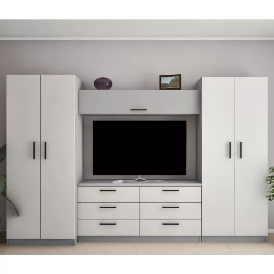 Living Bafimob Alina–Y (ТV-1,5), 6 sertare (310 cm), Gri/Gri deschis