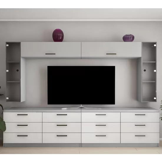 Living Bafimob Y-10, 6 sertare (300 cm), Gri/Gri deschis