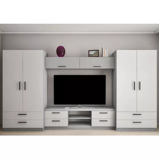 Стенка Bafimob Ира-Y (ТВ-1,8м) (380 см), Серый/Cветло серый