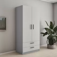 Dulap Bafimob ShY-100 (2 sert) (100 cm), Gri/Gri deschis