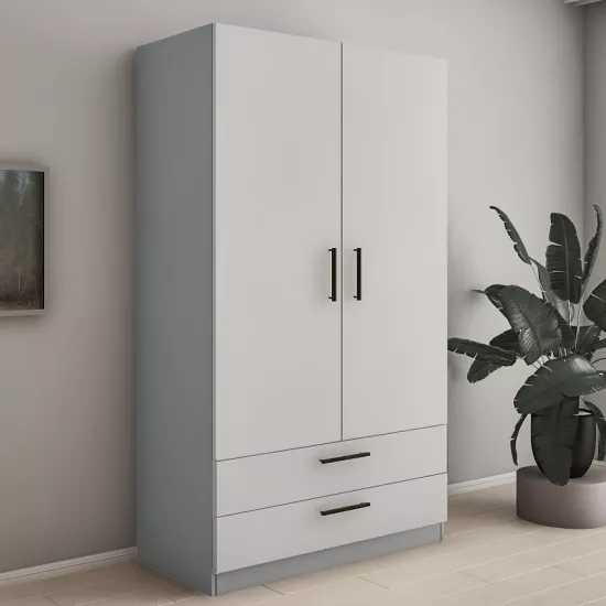 Dulap Bafimob ШY-120 (2 ящ) (120 cm), Gri/Gri deschis