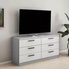 Комод Bafimob КY-150(6 ящ.) (150 см), Серый/Cветло серый
