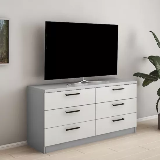 Comodă Bafimob KY-150 (6 sertare) (150 cm), Gri/Gri deschis