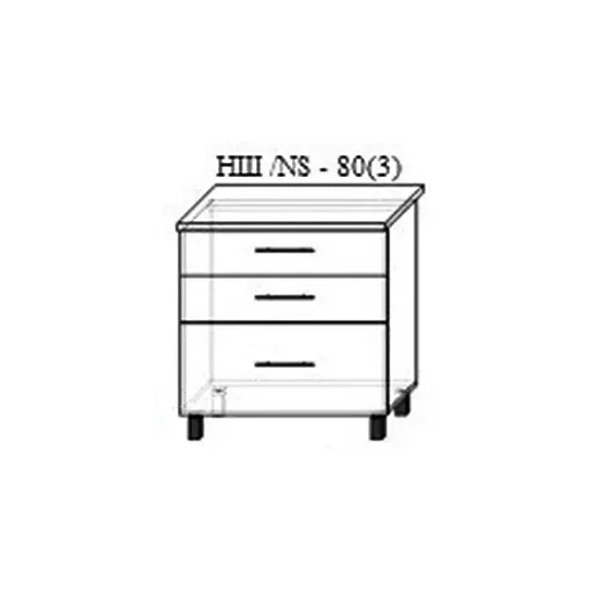 Нижний кухонный шкаф Bafimob НШ-80(3) фасад Классик МДФ (краска), Белый матовый