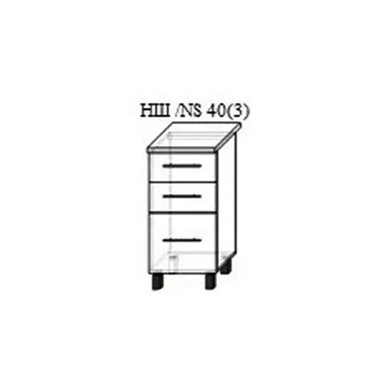 Нижний кухонный шкаф Bafimob НШ-40(3) фасад Классик МДФ (краска), Серый матовый