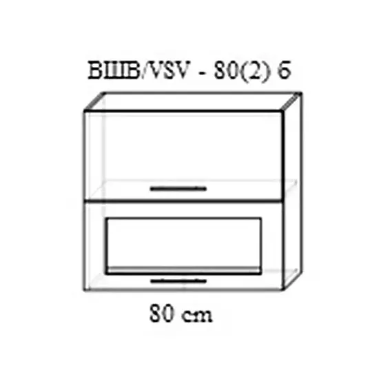 Modul superior Bafimob ВШВ-80(2)b fațadă frezată Modern MDF (vopsit), Gri deschis mat