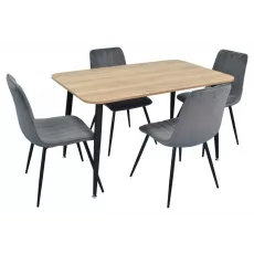 Set de mobilă Eva masa DT 405-2 + 4 scaune XR-154B Dark Grey57 (velur)
