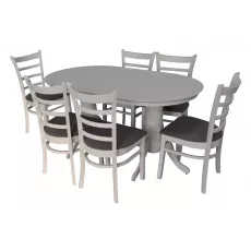 Set de mobilă Eva Masa HV-24V White + 6 scaune COCO (White, NV-10WP Grey )