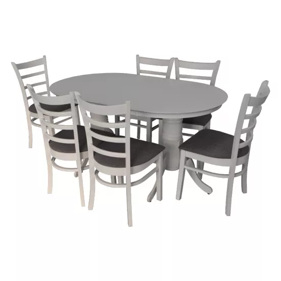 Набор мебели Eva Стол HV-24V White + 6 стульев COCO (White, NV-10WP Grey )