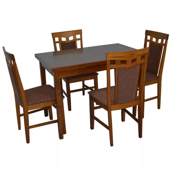 Set de mobilă Eva masa HV-30V Burnish + 4 scaune DEPPA R (Burnish, F-789 Brown )