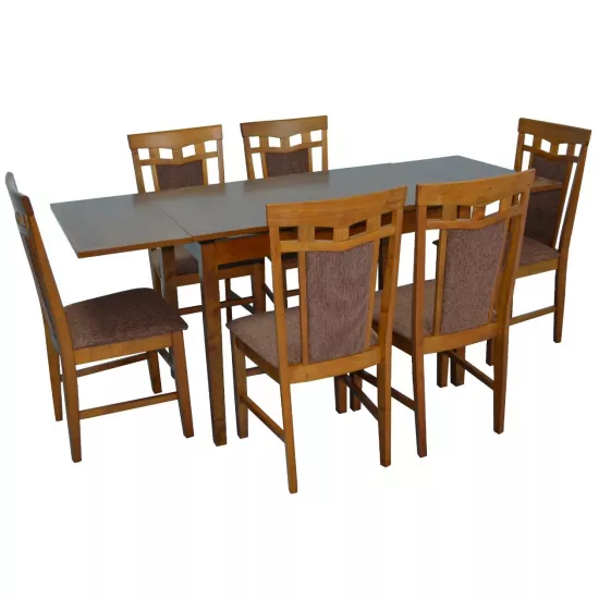 Set de mobilă Eva masa HV-30V Burnish + 6 scaune DEPPA R (Burnish, F-789 Brown )