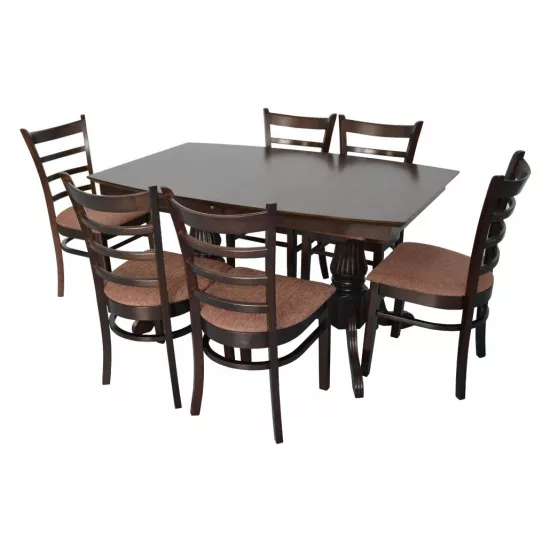 Set de mobilă Eva Masa HV-32V Chocolate + 6 scaune COCO (Chocolate, F-789 Brown)