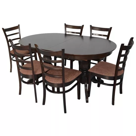 Set de mobilÄ? Eva masa HV-33V Chocolate + 6 scaune COCO (Chocolate, F-789 Brown)