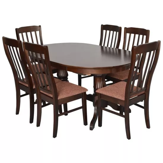 Set de mobilă Eva masa HV-33V Chocolate + 6 scaune WENYI (Chocolate, F-789 Brown)