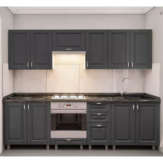 Кухня Bafimob Юля 2.6 м, МДФ крашенный, фасад Классик, Серый матовый