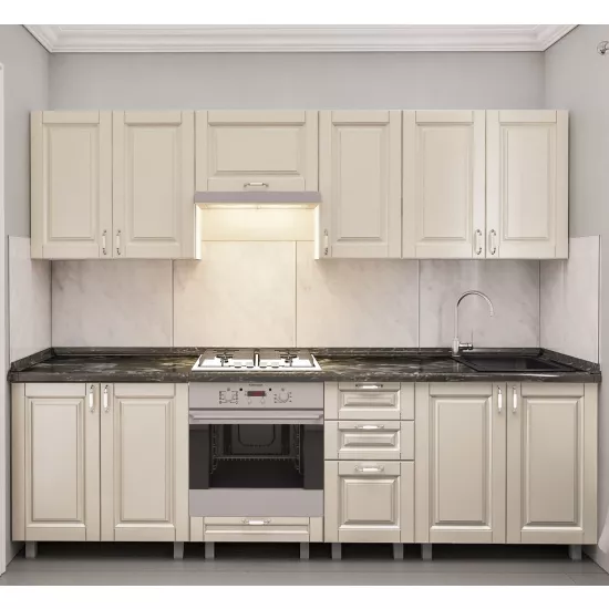 Кухня Bafimob Юля 2.6 м, МДФ крашенный, фасад Классик, Бежевый матовый