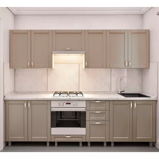 Кухня Bafimob Юля 2.6 м, МДФ крашенный, фасад Модерн, Капучино-матовый