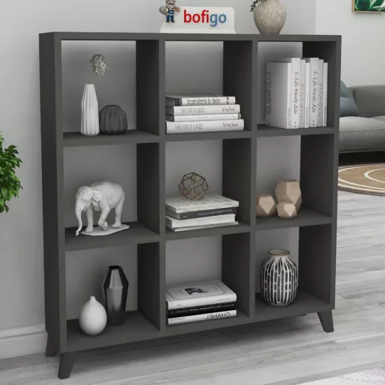 Raft Bofigo Square 15-08-08 (88,4 cm) cu 9 compartimente, Antracit